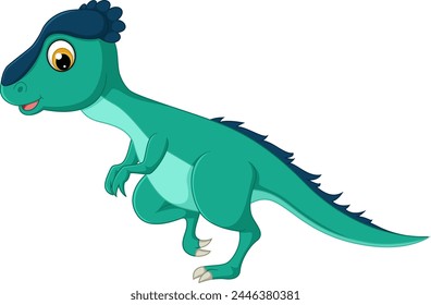 Cartoon wannanosaurus on white background of illustration