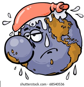 Cartoon warm-up globe.