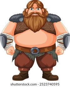 Cartoon warrior with beard and armor