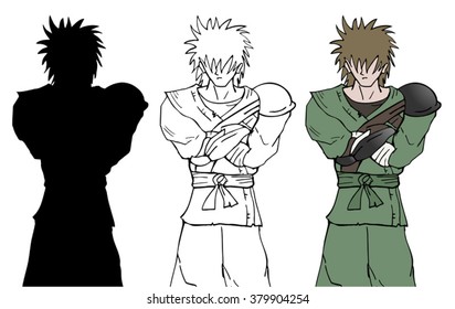 cartoon warrior hand drawing