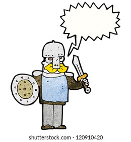 cartoon warrior with speech bubble