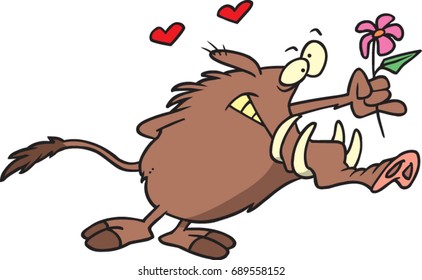 cartoon warthog in love