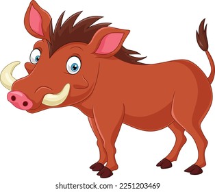 Cartoon warthog on white background
