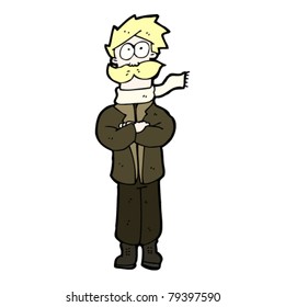 piloto de dibujos animados en tiempos de guerra con bufanda
