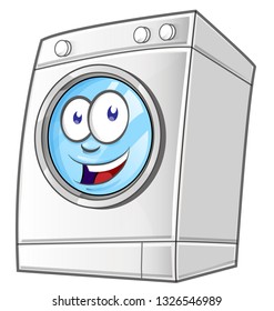 Cartoon washing machine. Vector clip art illustration with simple gradients