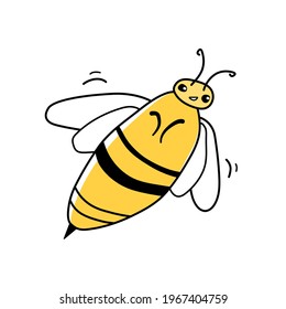 Cartoon wasp isolated on white background. Children's vector illustration.