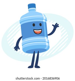 Cartoon Water Bottle Cargador de bienvenida. Entrega de agua embotellada. Ilustración vectorial.