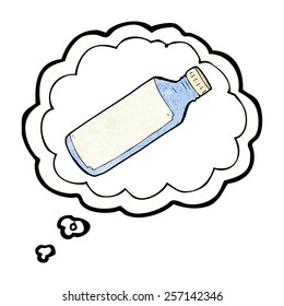 Cartoon-Wasserflasche mit Gedankenblase