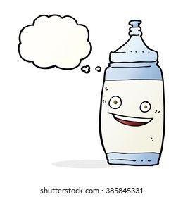 Cartoon-Wasserflasche mit Gedankenblase