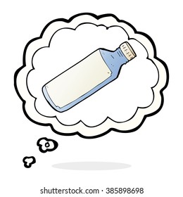cartoon water bottle with thought bubble