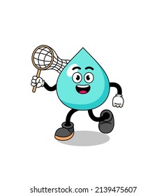Cartoon of water catching a butterfly , character design