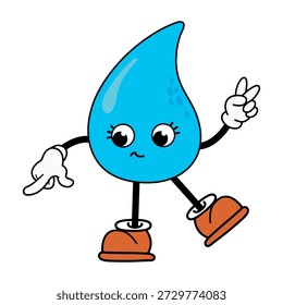 Desenho Animado Water Drop Personagem Dancing