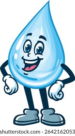 Cartoon water drop character laughing happily