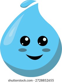 Personajes de gota de agua de dibujos animados. Gota de lluvia, linda bebida líquida azul salpicadura de dibujos animados. Agua azul clara. Ilustración vectorial