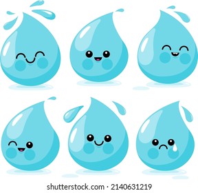 Cartoon water drop characters. Vector illustration