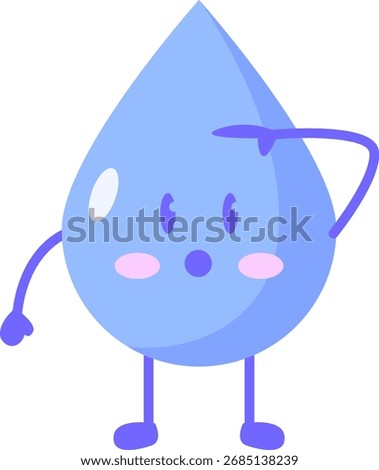 Cartoon Water Drop Thinking and Pondering