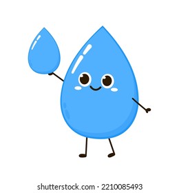 Cartoon water drops. Blue drops with different emotions. Emotion Scale. Emotion Diary. Vector illustration, isolated on white background.