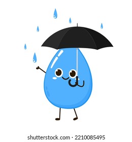 Cartoon water drops. Blue drops with different emotions. Emotion Scale. Emotion Diary. Vector illustration, isolated on white background.