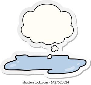 cartoon water puddle with thought bubble as a printed sticker