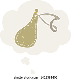 cartoon water sack with thought bubble in retro style