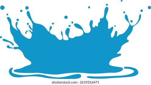 Cartoon water splash illustration in blue color