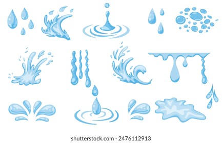 Vector de agua, elemento de agua de dibujos animados