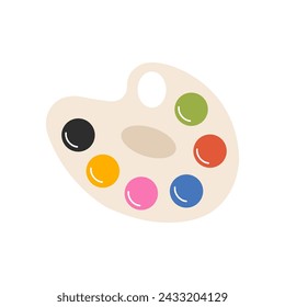 Cartoon watercolor painting palette icon isolated. Vector illustration.