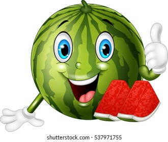 Cartoon watermelon giving thumbs up