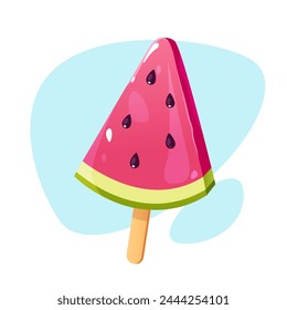 Cartoon watermelon ice cream isolated on white background.