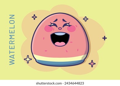 cartoon watermelon icon in comic style fruits concept illustration. food nature icon business logo
