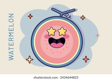 cartoon watermelon icon in comic style fruits concept illustration. food nature icon business logo