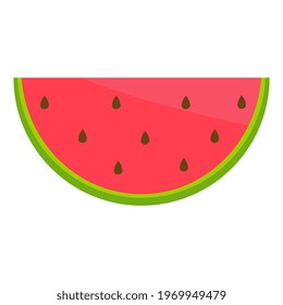 Cartoon watermelon isolated on white background. Flat cartoon vector illustration.  Food for a healthy diet, dessert. Elements for spring and summer design. Vector illustration. Vegan concept