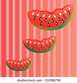 cartoon watermelon on special red lines background