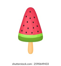 Cartoon watermelon Popsicle. Ice Cream. Vector