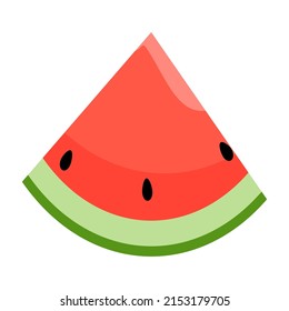 Cartoon watermelon slice. Fruits vector illustration isolated on white background