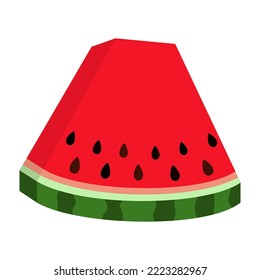 Cartoon watermelon slice Healthy vegetarian summer food Vector illustration for icon, stamp, label, badge, sticker or gift card decor