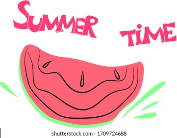 Cartoon Watermelon slice . Hello Summer time