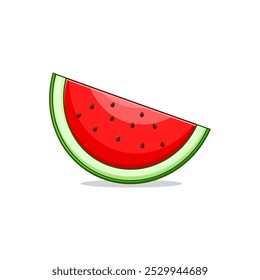  Cartoon watermelon slices fruits in vector illustration in flat design. clip art fresh fruit watermelon isolated white background