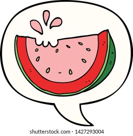 cartoon watermelon with speech bubble