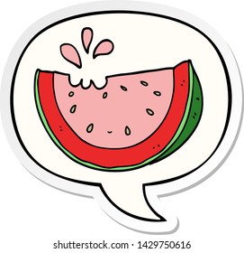 cartoon watermelon with speech bubble sticker