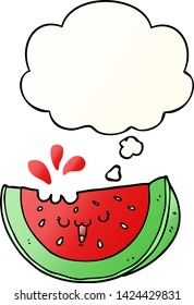 cartoon watermelon with thought bubble in smooth gradient style