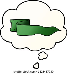 cartoon waving banner with thought bubble in smooth gradient style