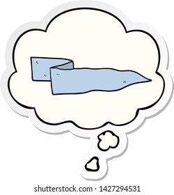 cartoon waving banner with thought bubble as a printed sticker
