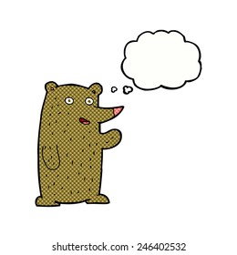cartoon waving bear with thought bubble
