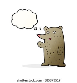 caricatura que agita el oso con la burbuja del pensamiento