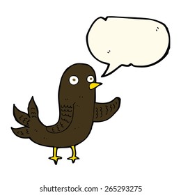 Karikaturenschwingenvogel mit Sprachblase