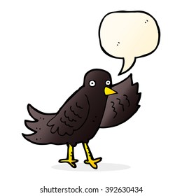 caricatura agitando pájaro con burbuja de habla