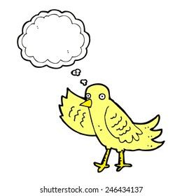 pájaro agitador de dibujos animados con burbuja de pensamientos