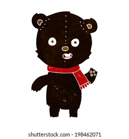 caricatura ondeando un oso negro con una bufanda