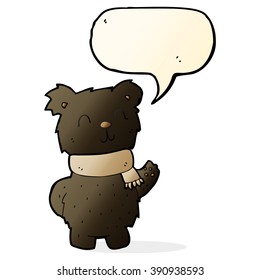 Karikatur auf schwarzem Bär mit Sprachblase